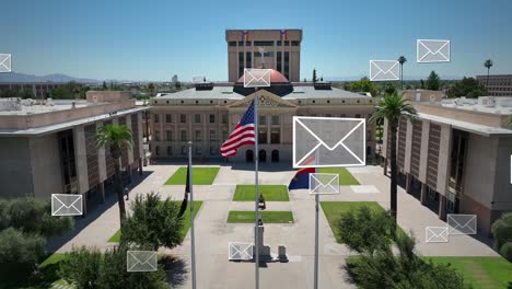 envelopes with ballots for election over arizona capitol building