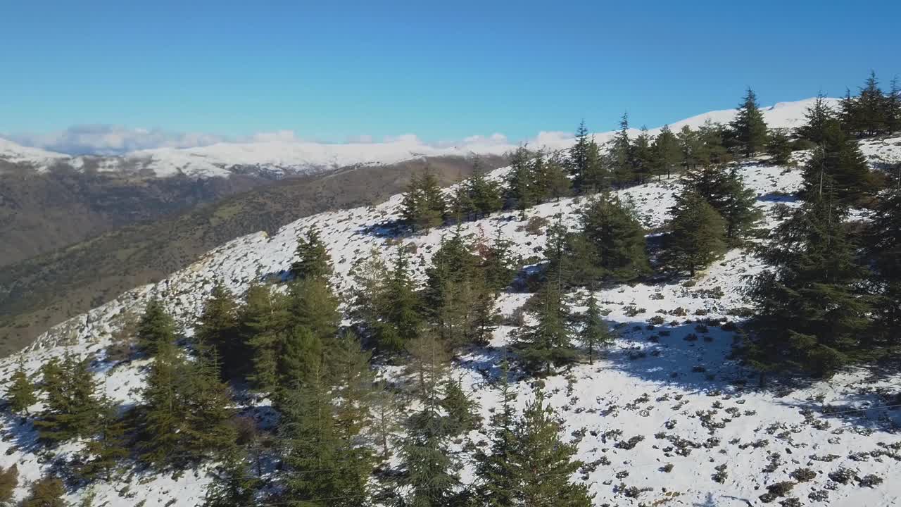 Vista aerea di una montagna innevata
