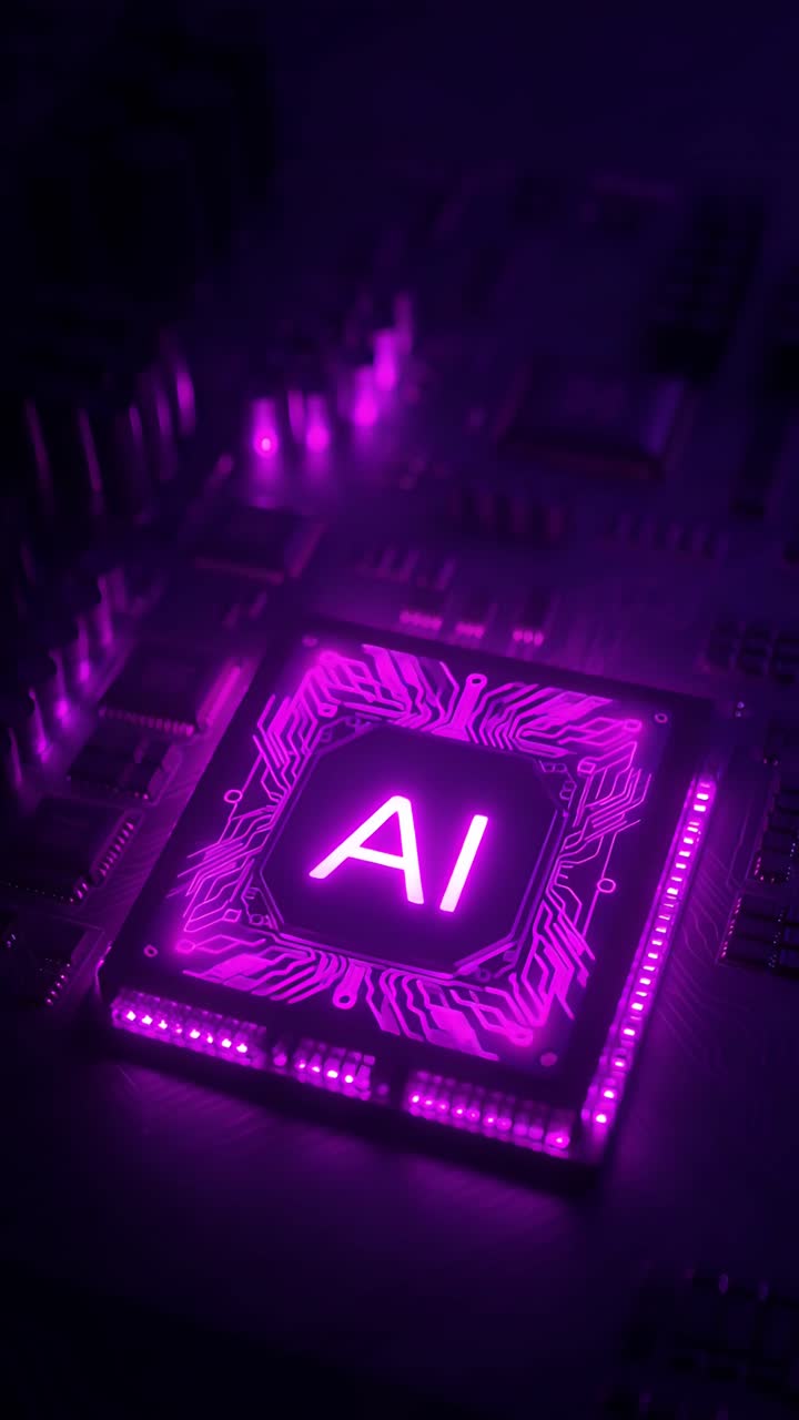 Sfondo Tecnologico Futuristico con Scheda Madre e Chip AI 4K