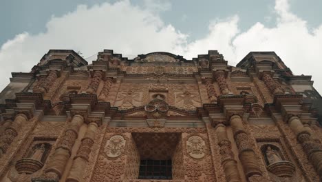 ornate facade of santo domingo church in san cristobal de las casas, chiapas mexico