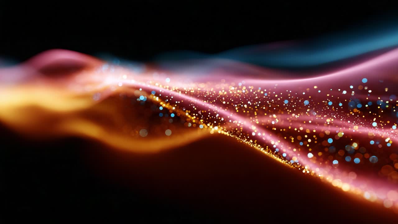 Captivating Flow of Light and Color: A Mesmerizing Sequence of Luminous Waves, Glittering Particles, and Gradients Creating an Enchanting Visual Experience