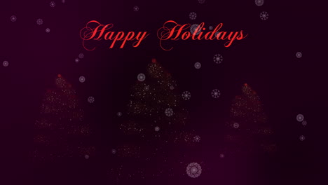 Happy-Holidays-Title-with-Magical-Trees-Appearing-with-Snow-Flakes-In-Dark-Royal-Purple