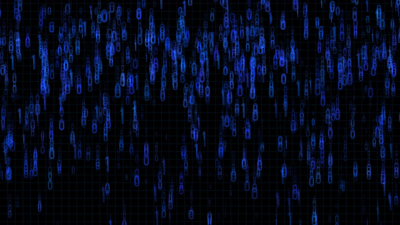 Blue Digital Number Security Flickering Fall Down