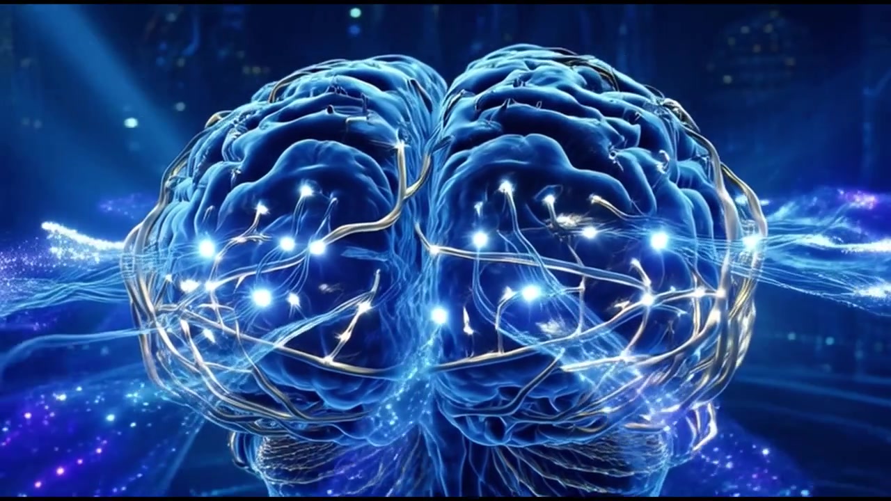 Digital Human Brain Model with Glowing Neural Network Connections