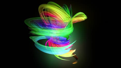 transparent colored lines with a neon glow on a black background. motion graphics 3d looped background with multicolor colorful rainbow ribbons. beautiful seamless background in motion design style 30