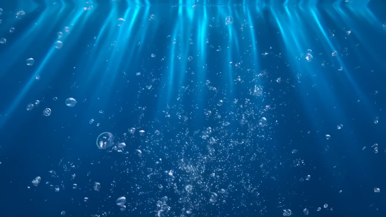 Blue Underwater Scene with Light Rays and Bubbles