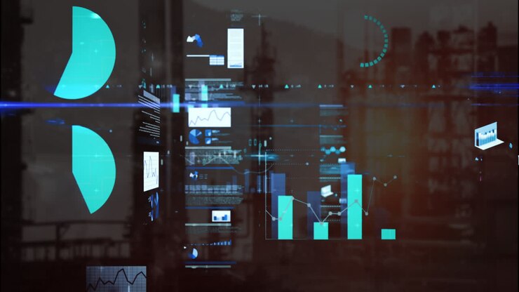 Animation of statistics and data processing on screen