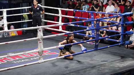 intense muay thai fight at night market