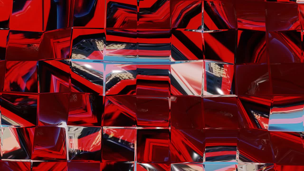 patrón líquido como ondas en movimiento en bucle. 3d elegante rojo abstracto bg de superficie ondulada como vidrio líquido brillante con hermosos colores de gradiente. 4k animado fluido colorido de moda.