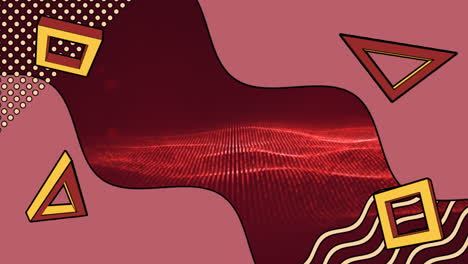 animation of colourful shapes moving over red spots