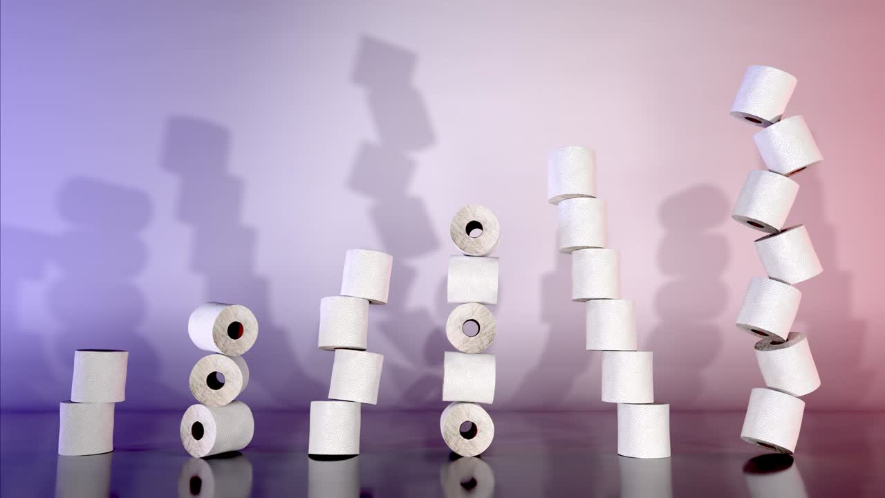 춤추는 화장실 종이의 재미있는 긍정적 인 그래픽