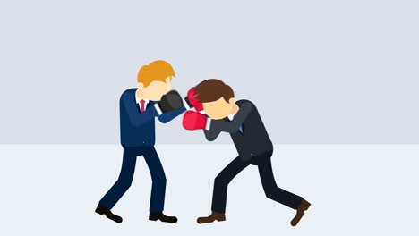 business man battle in boxing gloves. business competition concept. loop illustration in flat style.