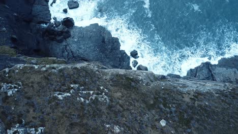 cornish cliffs and sea captured on a drone from above.