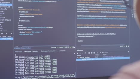 close-up view of a programmer working on code in a code editor.