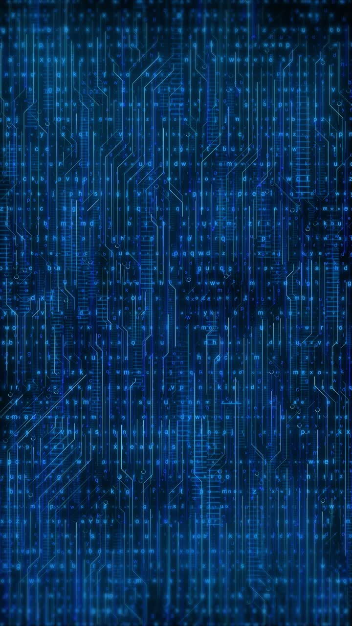 Dynamic flowing circuit animation of glowing lines representing data transfer advanced network