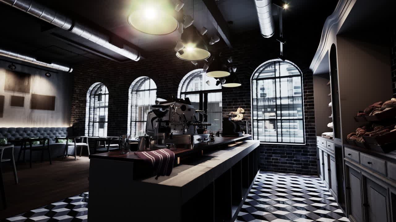 현대적인 커피 및 베이커리 인테리어 디자인