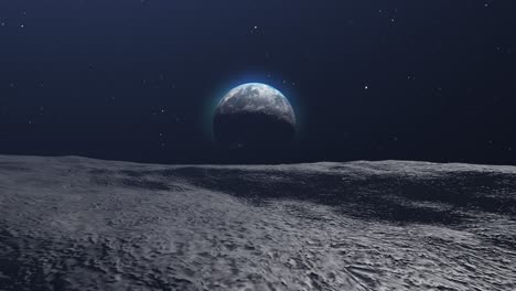 earth rising above the lunar horizon