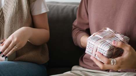 young couple on the sofa at home