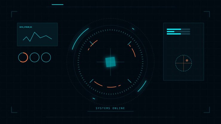 Futuristisch Digitaal HUD-interface met Roterend Doelwit en Datastromen