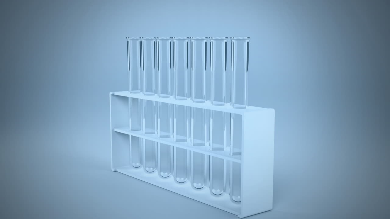 Animation of chemical white molecules against laboratory test tubes