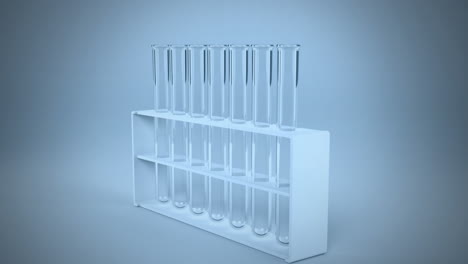 animación de moléculas blancas químicas contra tubos de ensayo de laboratorio