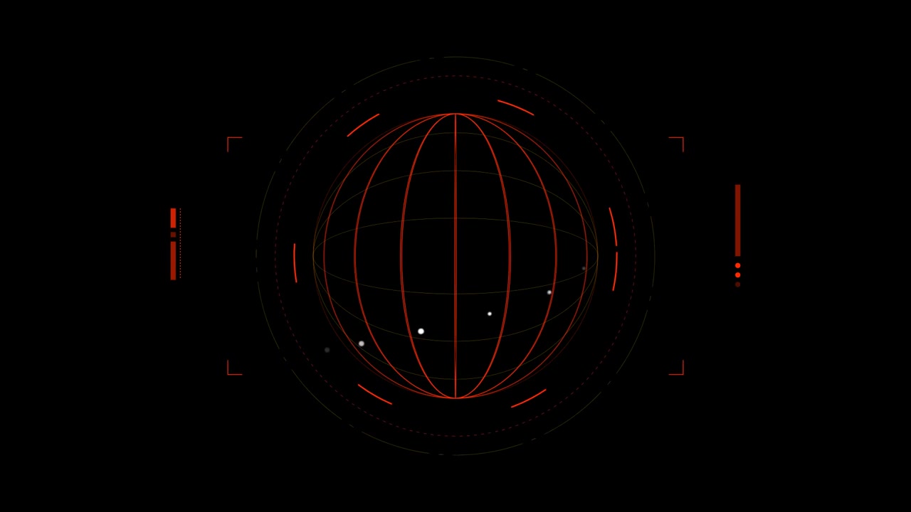 Digital Red Wireframe Globe HUD Interface Animation