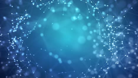 fantasía azul abstracto tecnología, ingeniería y ciencia fondo de bucle con partículas