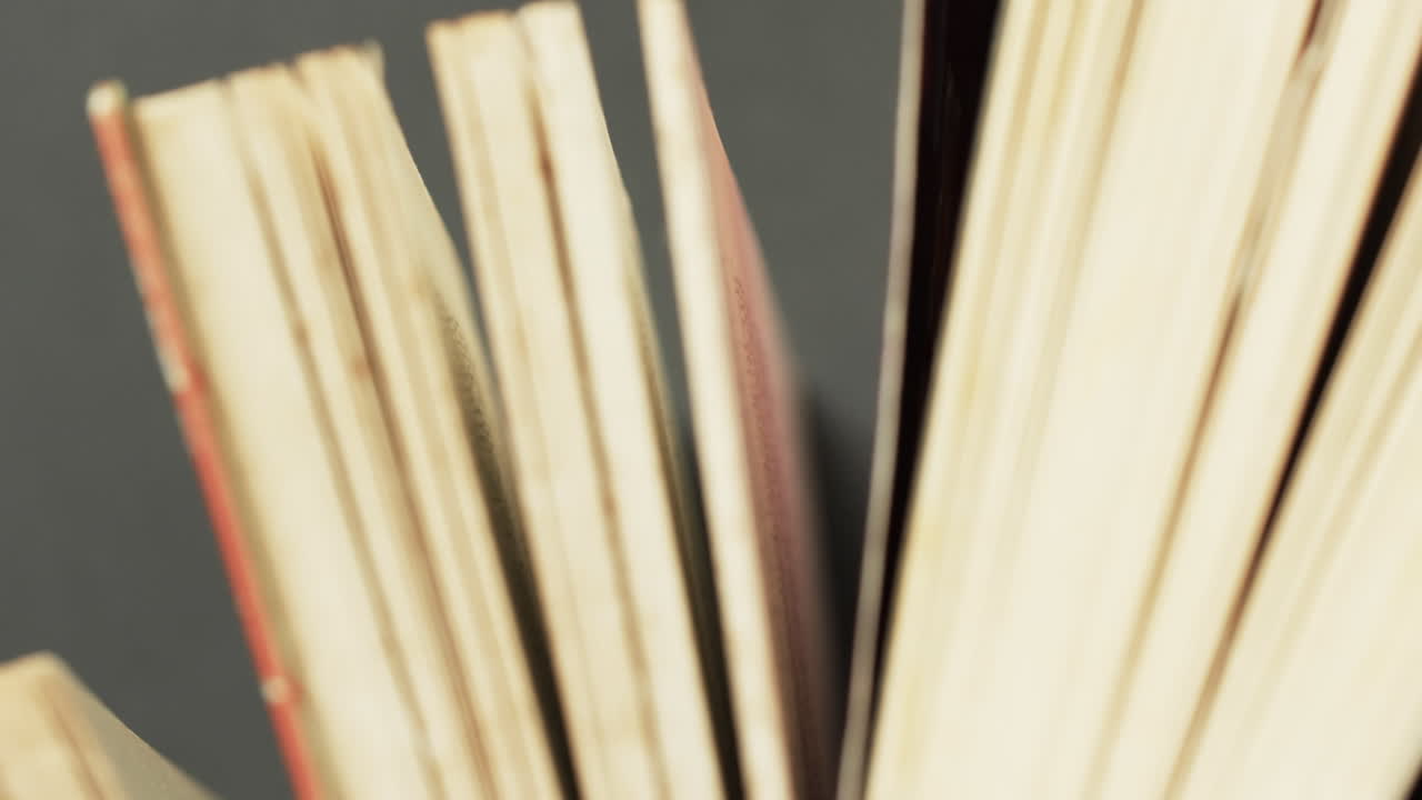 Micro of notebook pages and copy space on grey background