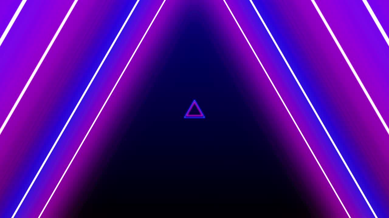 삼각형의 루프 전기 네온 빛 프레임 복사 공간과 함께  모션 미래의 3d 루프 파란색 분홍색 레이저 빛 프레임을 무대 원활한 루프 배경