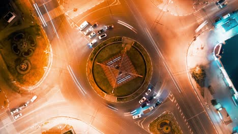 night aerial view of a roundabout intersection