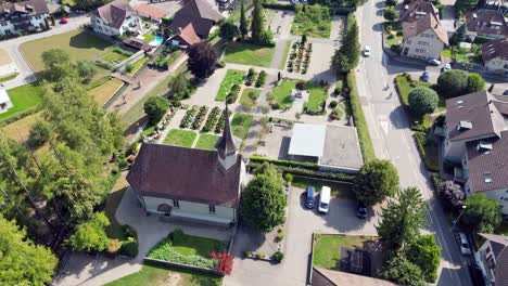 a-higher-Drone-Flight-Over-Bätterkinden's-1664-Baroque-Church:-Aerial-Views-of-Swiss-History