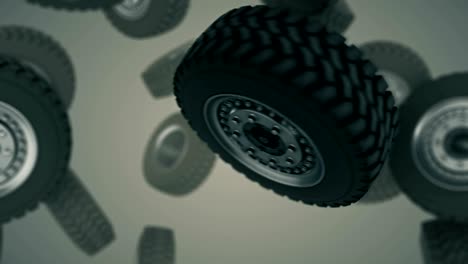 car tire rotating and transition with luma matte alpha channel - seamless loop - stock video