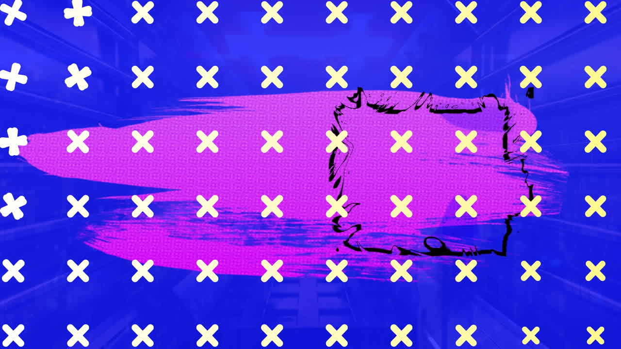 파란색 배경 에 있는 다채로운 모양 의 애니메이션