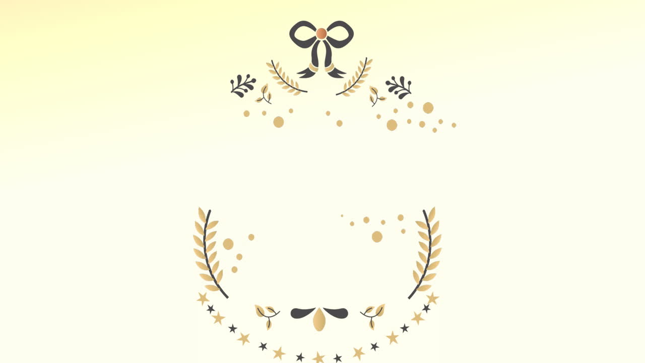 노란색 배경에 복사 공간과 함께 크리스마스 장식의 애니메이션