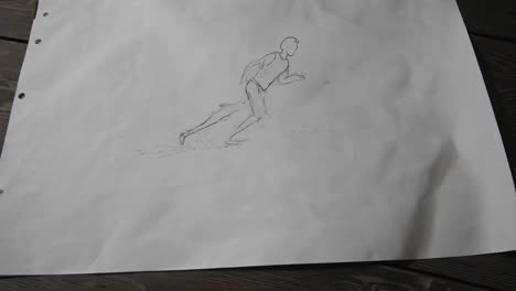 dynamic pencil sketch depicting an athlete running at full speed, capturing movement and athleticism in a simple yet expressive style on white paper
