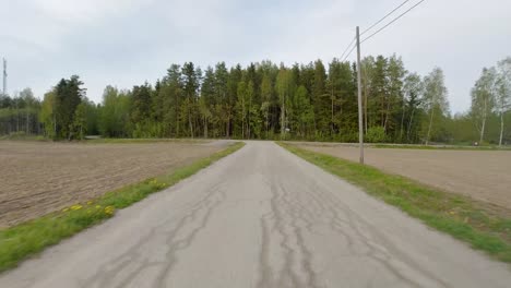 ein auto fährt entlang der straße, umgeben von einer üppig grünen landschaft mit bäumen