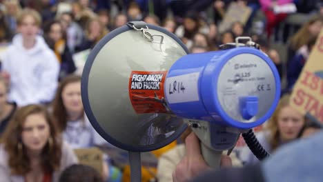 megaphone being used in a protest