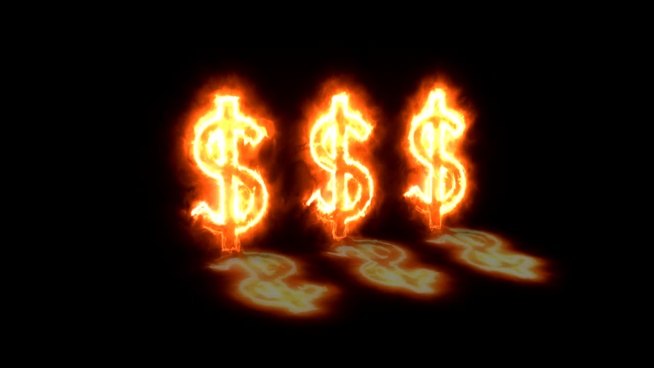 Kar kavramını tasvir eden dolar işaretlerinin animasyonu.