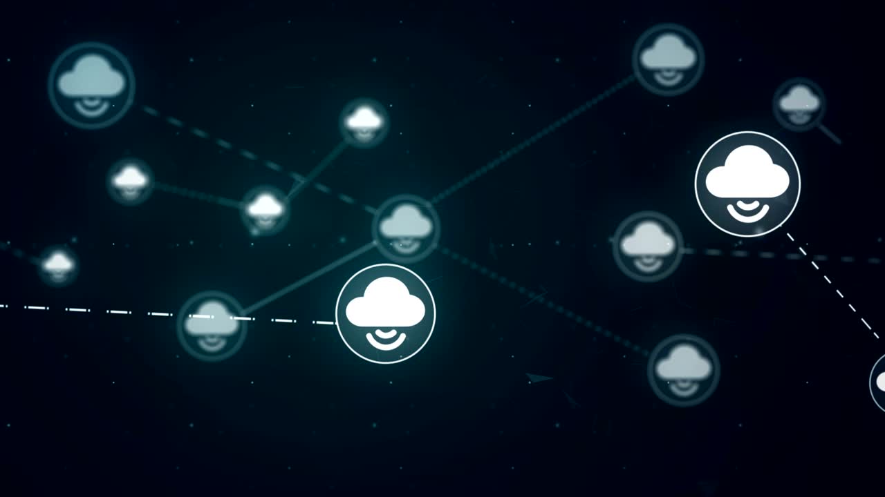 Cloud Download Network Icon Link Connection Technology Loop Animation 4K