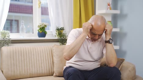 aggressive old man getting angry with himself.