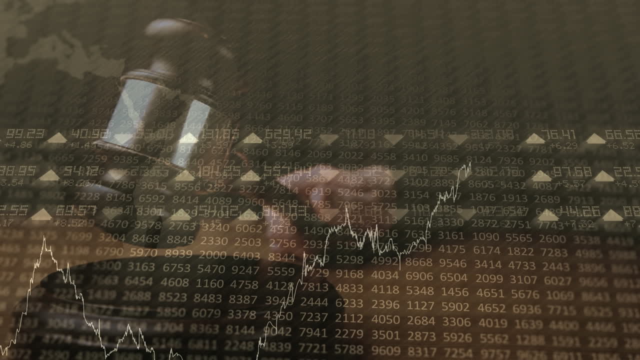 화면의 금융 수치에 대한 비즈니스 그래프의 개념적 디지털 애니메이션 4k