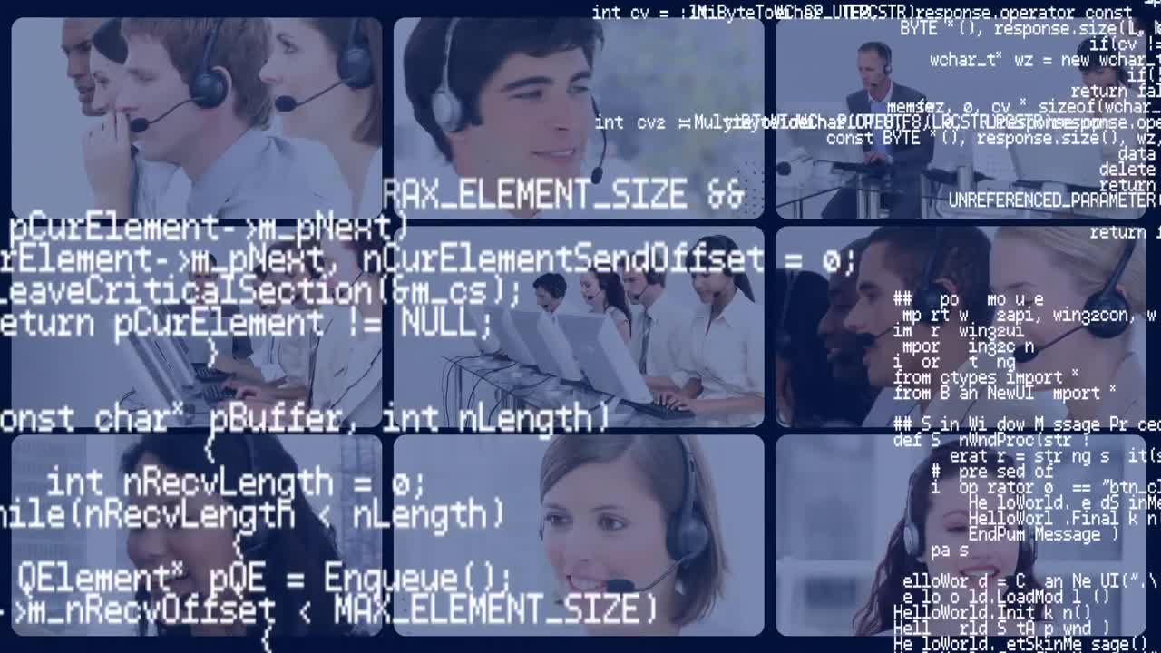 인터페이스 코드와 콜 센터 에이전트들의 화면