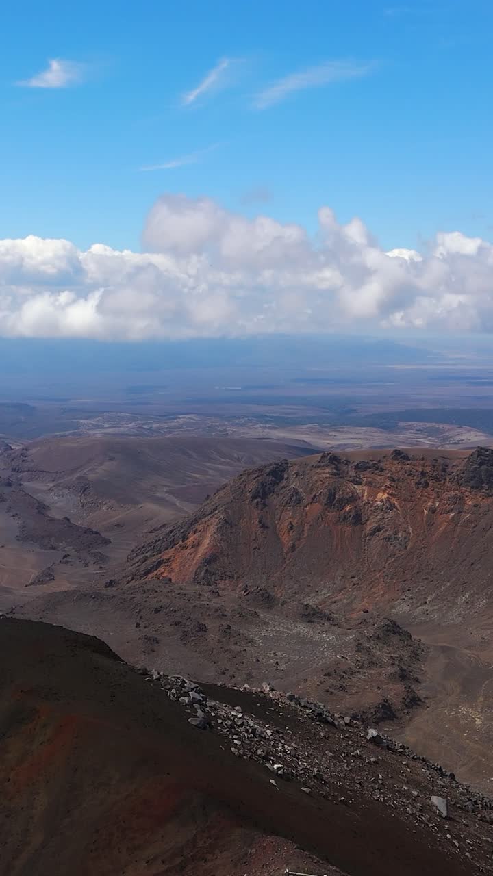 Scatto verticale ad alta quota del terreno vulcanico del Tongariro.