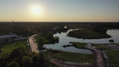 Sunsetting-over-Bridge-City,-Texas