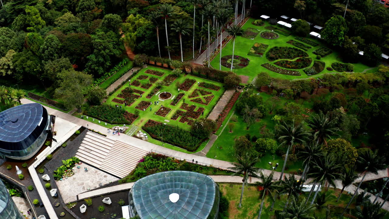 Aerial drone shot of the botanical garden in Bogot&agrave;,Colombia