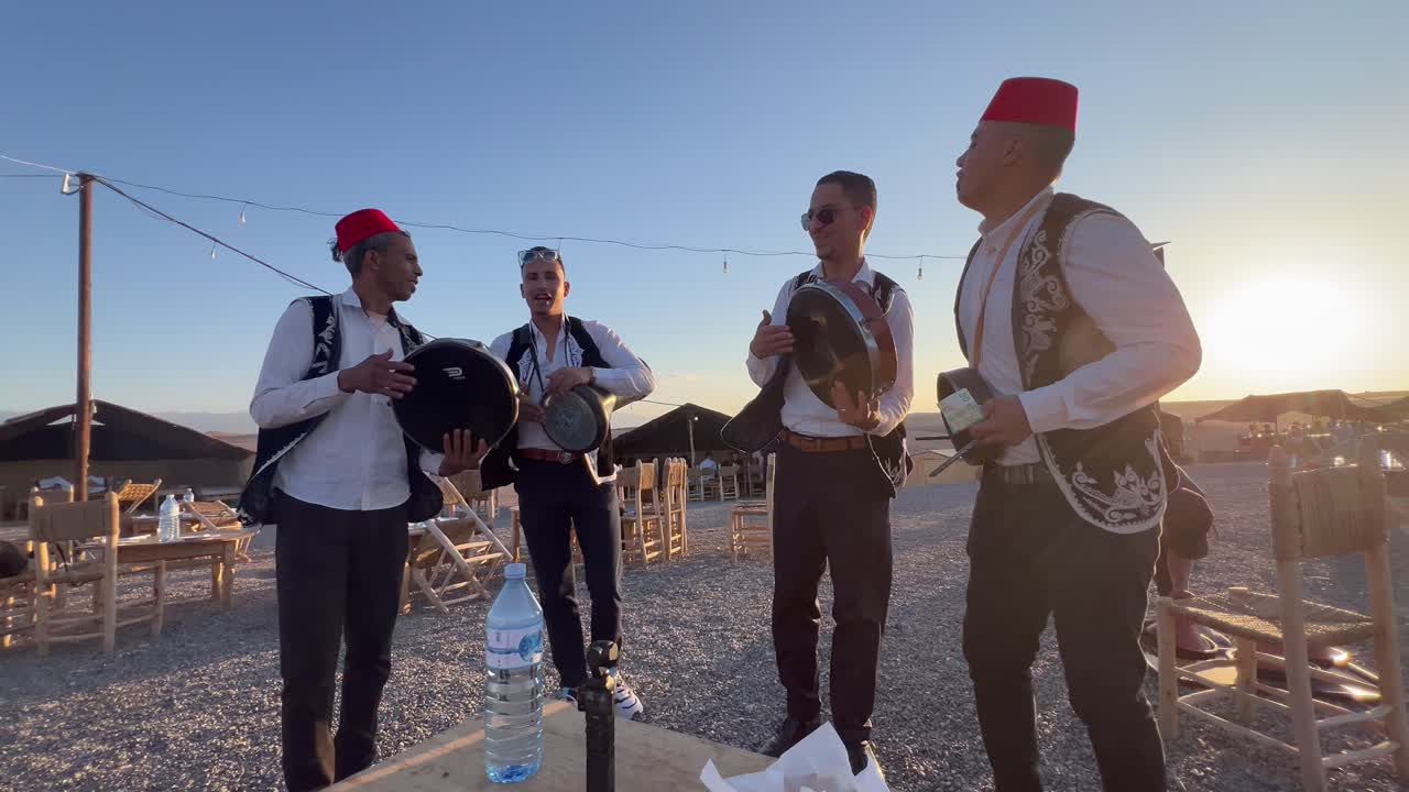 Traditional Drumming Performance at a Desert Camp