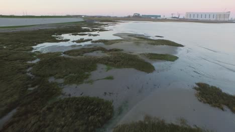 aerial: sunset at fort rammekens and the port of vlissingen