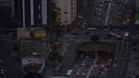 busy main street in são paulo from above timelapse