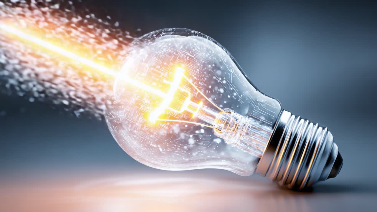 A Stunning Visual Journey of a Bulb Shattering and Energy Emitting Light, Capturing the Dynamics of Motion and Light in an Artistic Display
