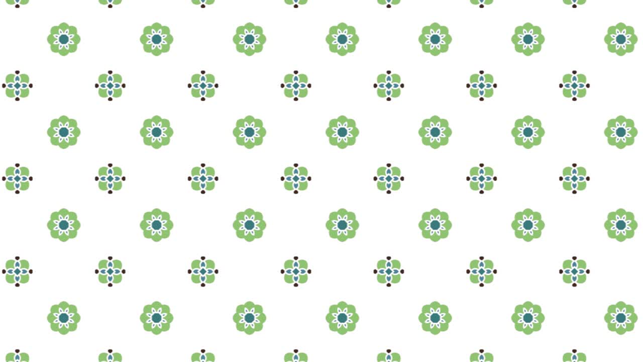 Endless Animation Of Ornamental Patterns In White Backdrop In Vivid Green Color